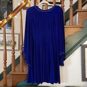 Emma and Michele dark blue casual dress adorned with gold studs. Size L.